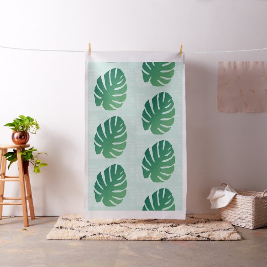 Tropische monstera Green Leaf Pattern Fabric Stof (Voorbeeld)