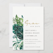Tropische monstera Green Leafy Save the Date Invit Bedankkaart (Voorkant)