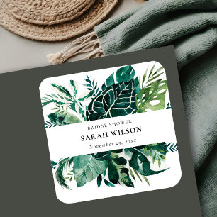 Tropische Monstera Groene Bladschikking Bruidsdouc Vierkante Sticker