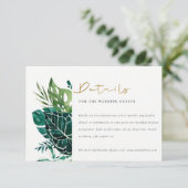 Tropische Monstera groene bladwedding details  Informatiekaartje (Staand voorkant)