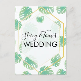 Tropische monstera Hand Drawn Botany Wedding Briefkaart