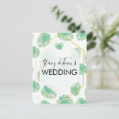 Tropische monstera Hand Drawn Botany Wedding Briefkaart (Staand voorkant)