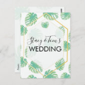 Tropische monstera Hand Drawn Botany Wedding Briefkaart (Voorkant / Achterkant)