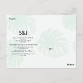 Tropische monstera Hand Drawn Botany Wedding Briefkaart (Achterkant)