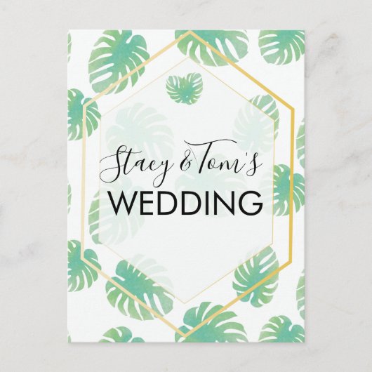 Tropische monstera Hand Drawn Botany Wedding Briefkaart (Voorkant)