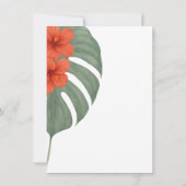Tropische Monstera & Hibiscus bruiloft Save The Date (Achterkant)