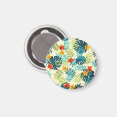 Tropische Monstera Hibiscus Zomerpatroon Magneet (Voorkant / Achterkant)
