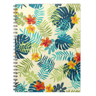 Tropische Monstera Hibiscus Zomerpatroon Notitieboek