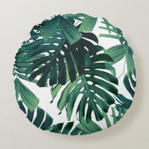 Tropische Monstera Jungle Bladeren 1 Rond Kussen