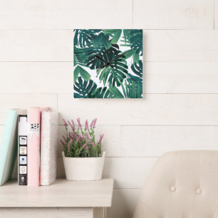 Tropische Monstera Jungle Bladeren 1 Vierkante Klok