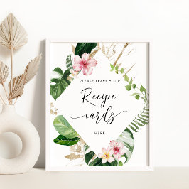 Tropische monstera laat hier uw receptenkaart acht poster