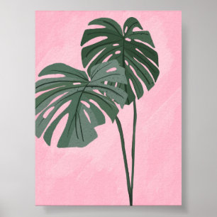 Tropische Monstera laat illustratie achter Poster