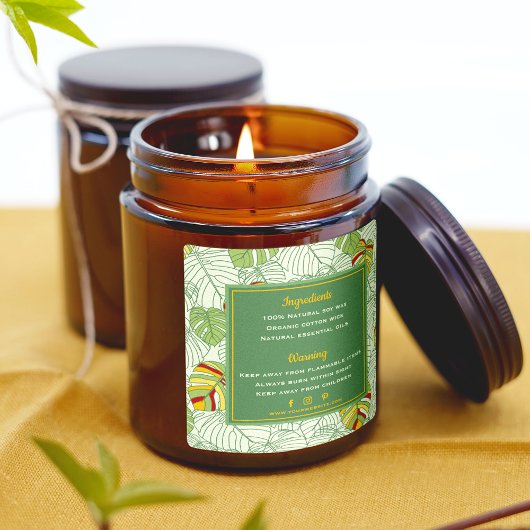 Tropische Monstera laat kaarswaarschuwing label