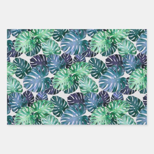 Tropische Monstera laat papierbladen overlopen Inpakpapier Vel (Voorkant 2)