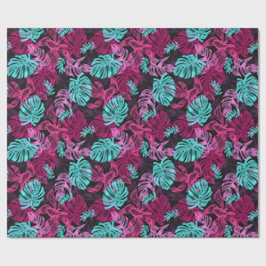 Tropische Monstera Laubblätter Cadeaupapier (Vlak)