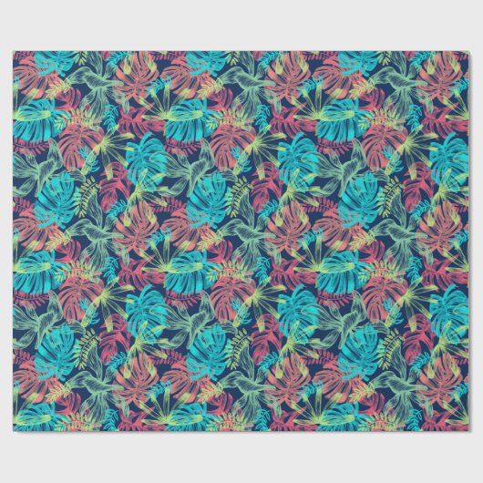 Tropische Monstera Laubblätter Cadeaupapier (Vlak)