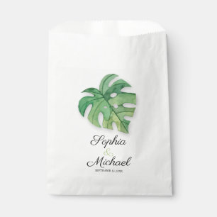 Tropische Monstera Leaf Bruiloft Bedankzakje
