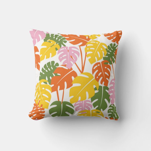Tropische Monstera Leaf Design Kussen (Voorkant)