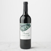 Tropische Monstera Leaf Mod Beach Bruiloft Wijn Etiket (Voorkant)