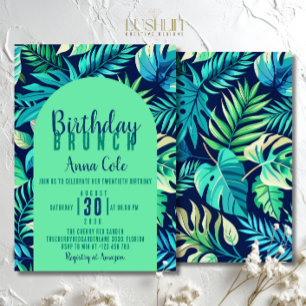 Tropische Monstera Leaf Pastel groen en blauw Kaart