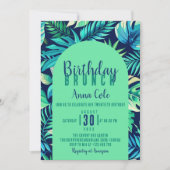 Tropische Monstera Leaf Pastel groen en blauw Kaart (Voorkant)