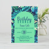 Tropische Monstera Leaf Pastel groen en blauw Kaart (Staand voorkant)