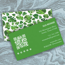 Tropische monstera Leaf QR Code Social Media Chic Visitekaartje