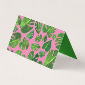 Tropische Monstera Leaf QR Code Sociale Iconen Bed Visitekaartje (Achterkant)