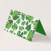 Tropische Monstera Leaf QR Code Sociale Iconen Bed Visitekaartje (Achterkant)
