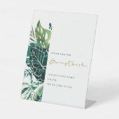 Tropische monstera Leafy Weddenschap Reclamebord Met Voetstuk (Voorkant)