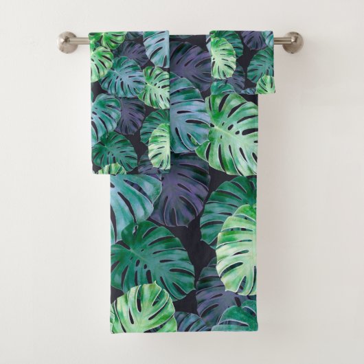 Tropische monstera Leaves Bad Handdoek (Insitu)