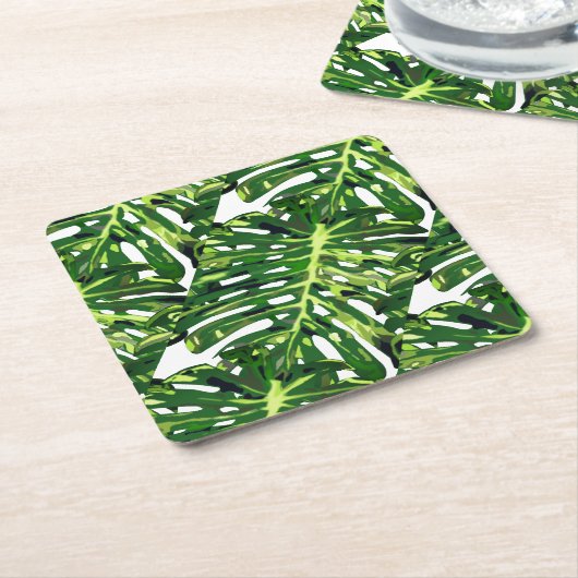 Tropische monstera Leaves Kartonnen Onderzetters (Schuin)