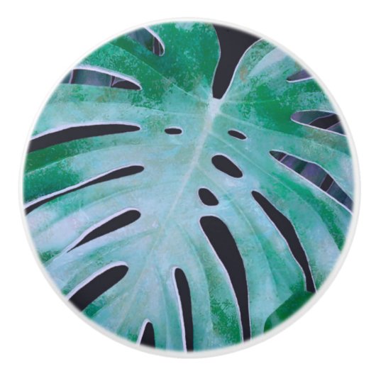 Tropische monstera Leaves Keramische Knop (Voorkant)