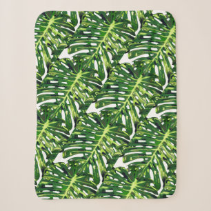 Tropische monstera Leaves Sherpa Deken