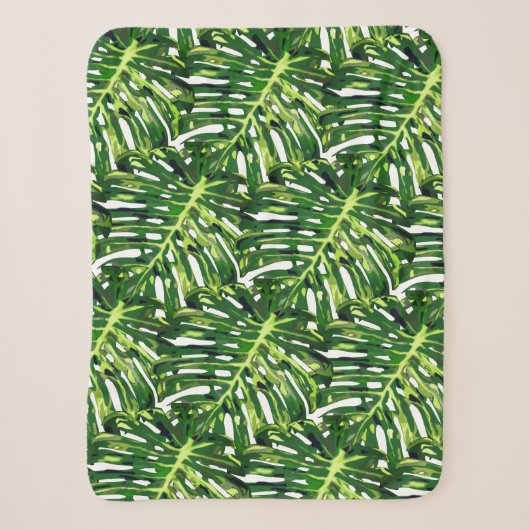 Tropische monstera Leaves Sherpa Deken (Voorkant)