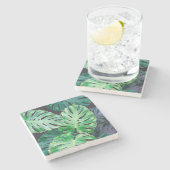 Tropische monstera Leaves Stenen Onderzetter (Zijkant)