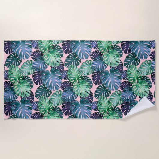 Tropische monstera Leaves Strandlaken (Voorkant)