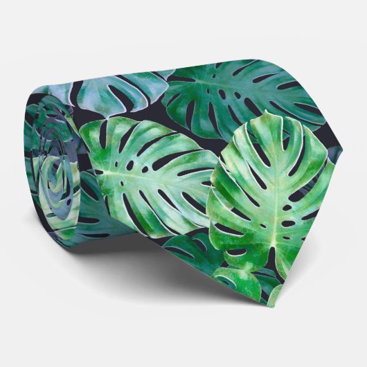 Tropische monstera Leaves Stropdas (Opgerold)