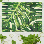 Tropische monstera Leaves Theedoek (Gevouwen)