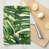 Tropische monstera Leaves Theedoek (Quarter Fold)