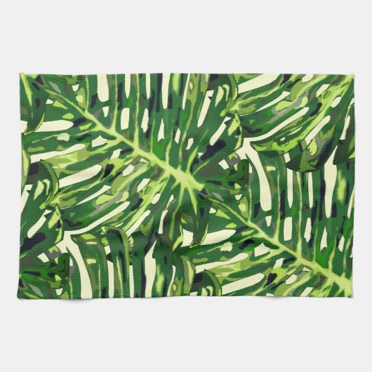 Tropische monstera Leaves Theedoek (Horizontaal)