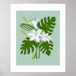 Tropische Monstera Lelie Boeket Poster