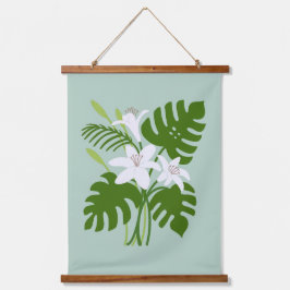 Tropische Monstera & Lelie Hangend Wandkleed