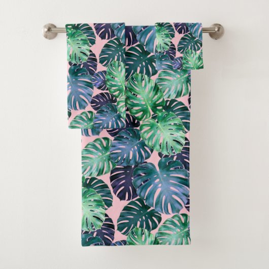 Tropische monstera levea uit de doekset bad handdoek (Insitu)