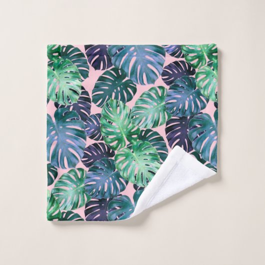 Tropische monstera levea uit de doekset bad handdoek (Wasdoekje)