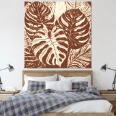 Tropische Monstera Linocut stijl kunst Canvas Afdruk (Insitu (Slaapkamer))