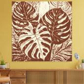 Tropische Monstera Linocut stijl kunst Canvas Afdruk (Insitu (Woonkamer))