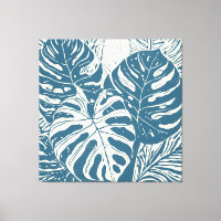 Tropische Monstera Linocut stijl kunst