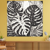 Tropische Monstera Linocut stijl kunst Canvas Afdruk (Insitu (Woonkamer))