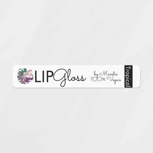 Tropische monstera Lip Gloss-verpakking Labels (Design 1)